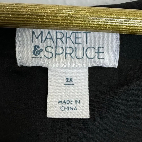 Market Spruce Cottage Micro Floral Midi Dress 2X Black Flowy Long Sleeve V-Neck - Picture 9 of 10